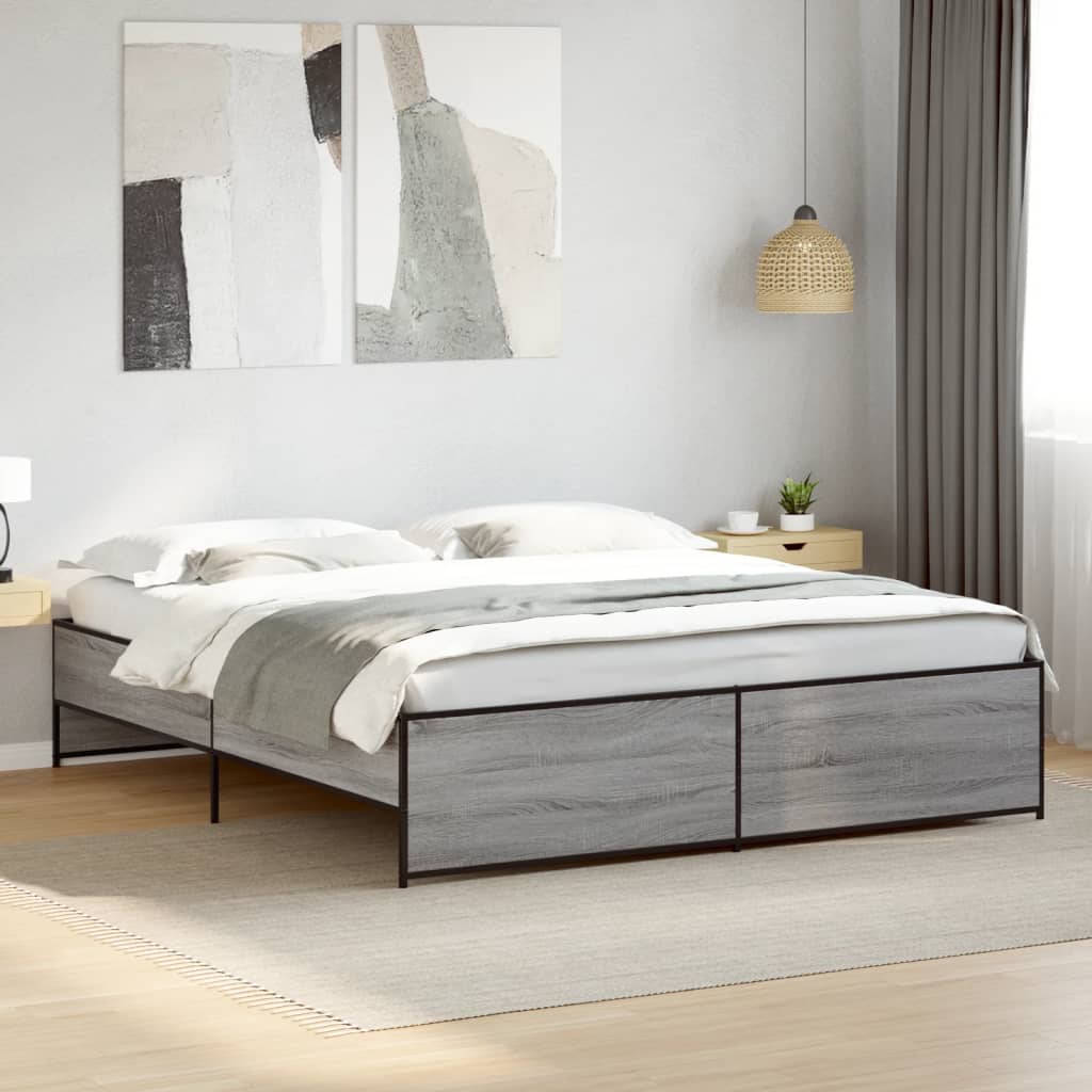 Bed Frame without Mattress Grey Sonoma 180x200 cm Super King