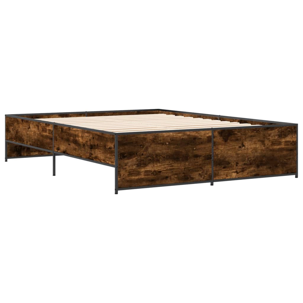 Bed Frame without Mattress Smoked Oak 160x200 cm