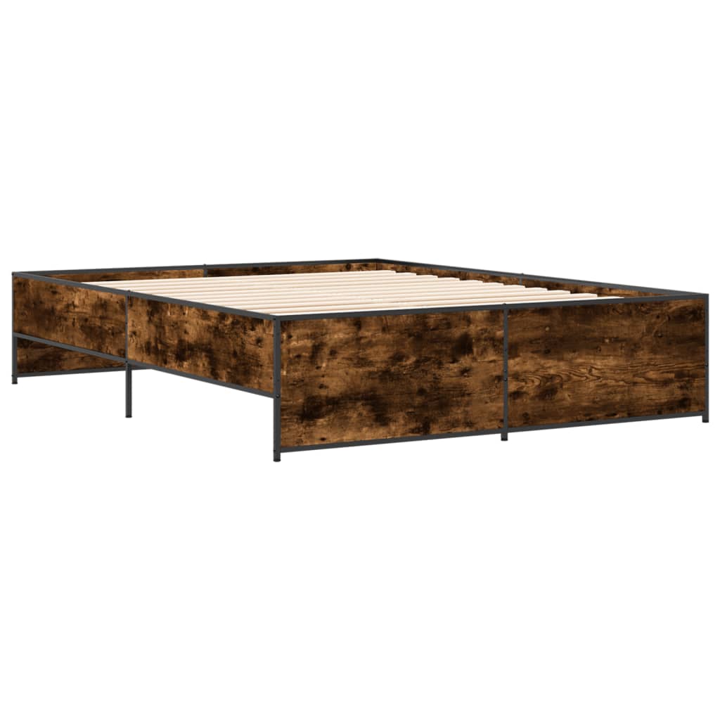 Bed Frame without Mattress Smoked Oak 160x200 cm