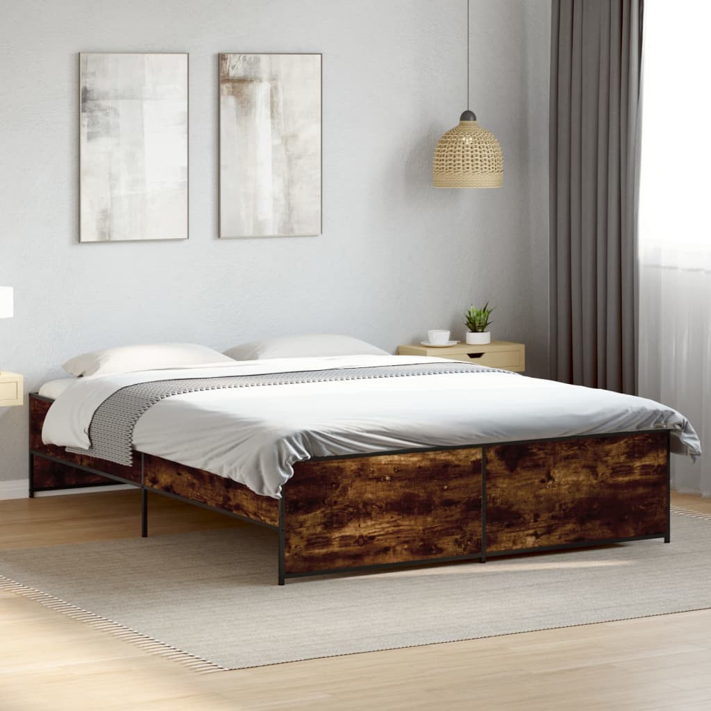 Bed Frame without Mattress Smoked Oak 160x200 cm