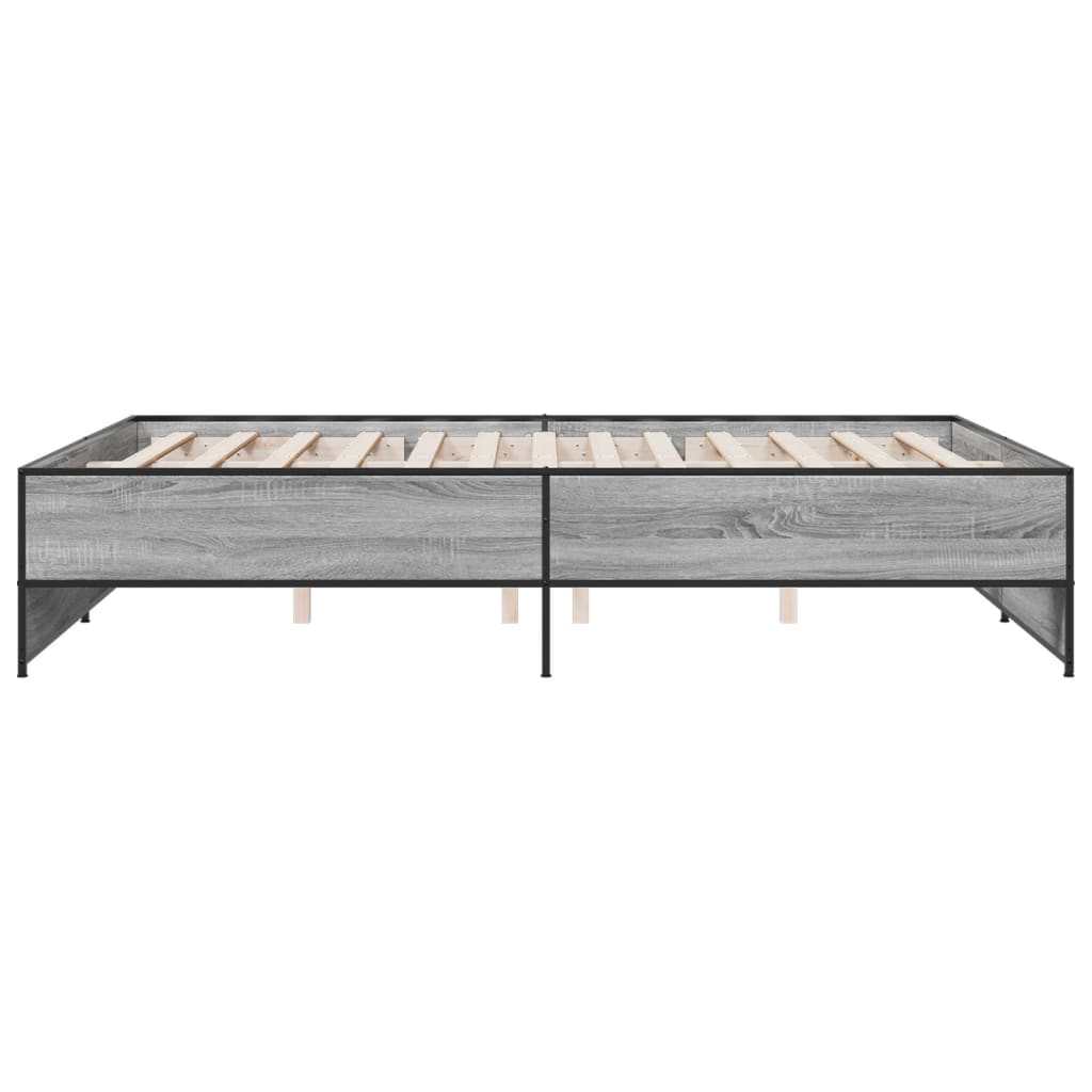 Bed Frame without Mattress Grey Sonoma 160x200 cm