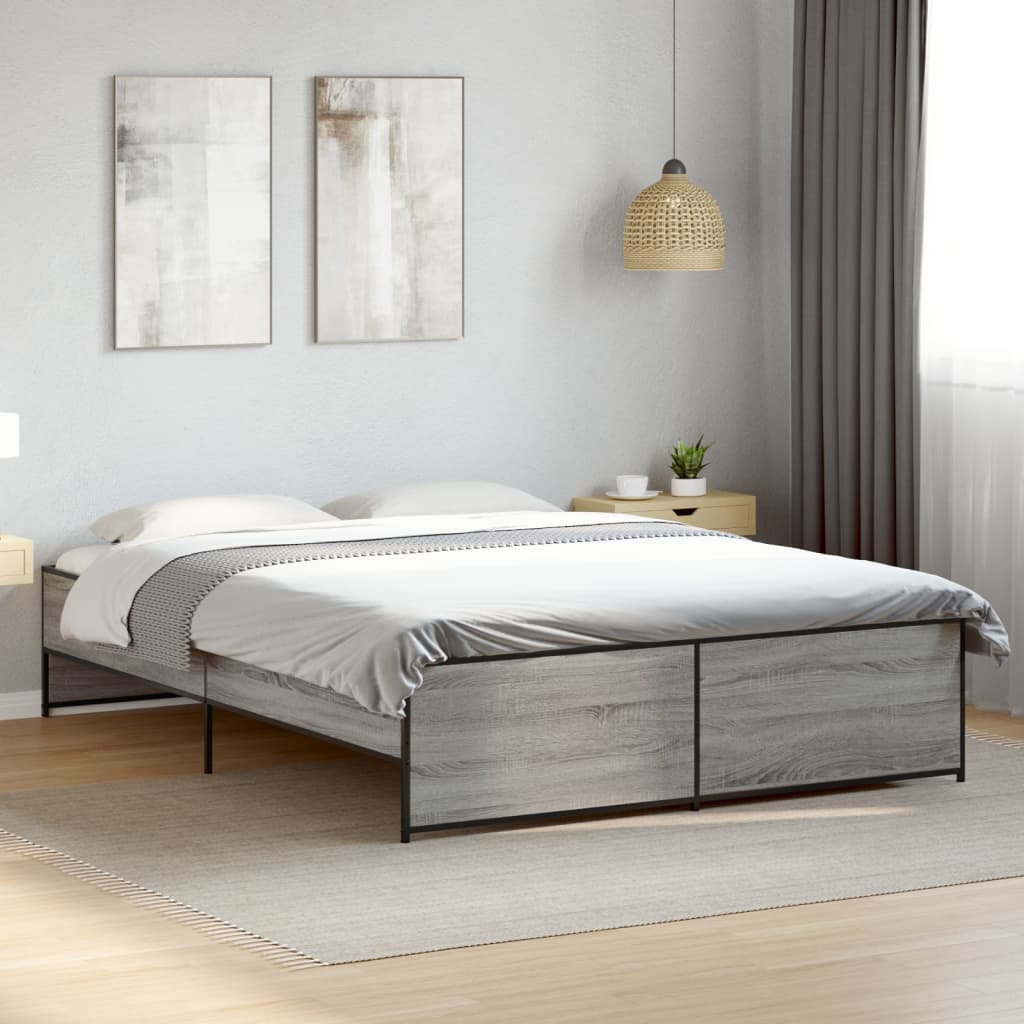 Bed Frame without Mattress Grey Sonoma 160x200 cm
