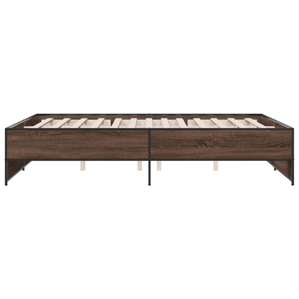 Bed Frame without Mattress Brown Oak 160x200 cm