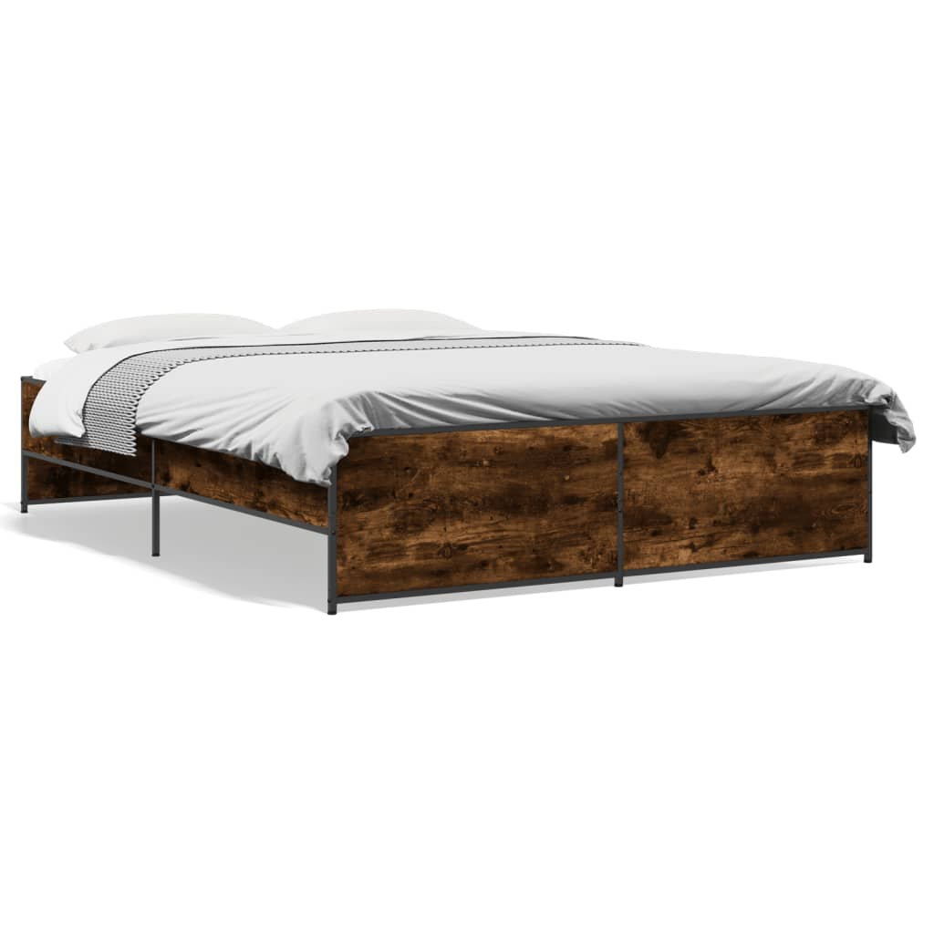 Bed Frame without Mattress Smoked Oak 150x200 cm King Size