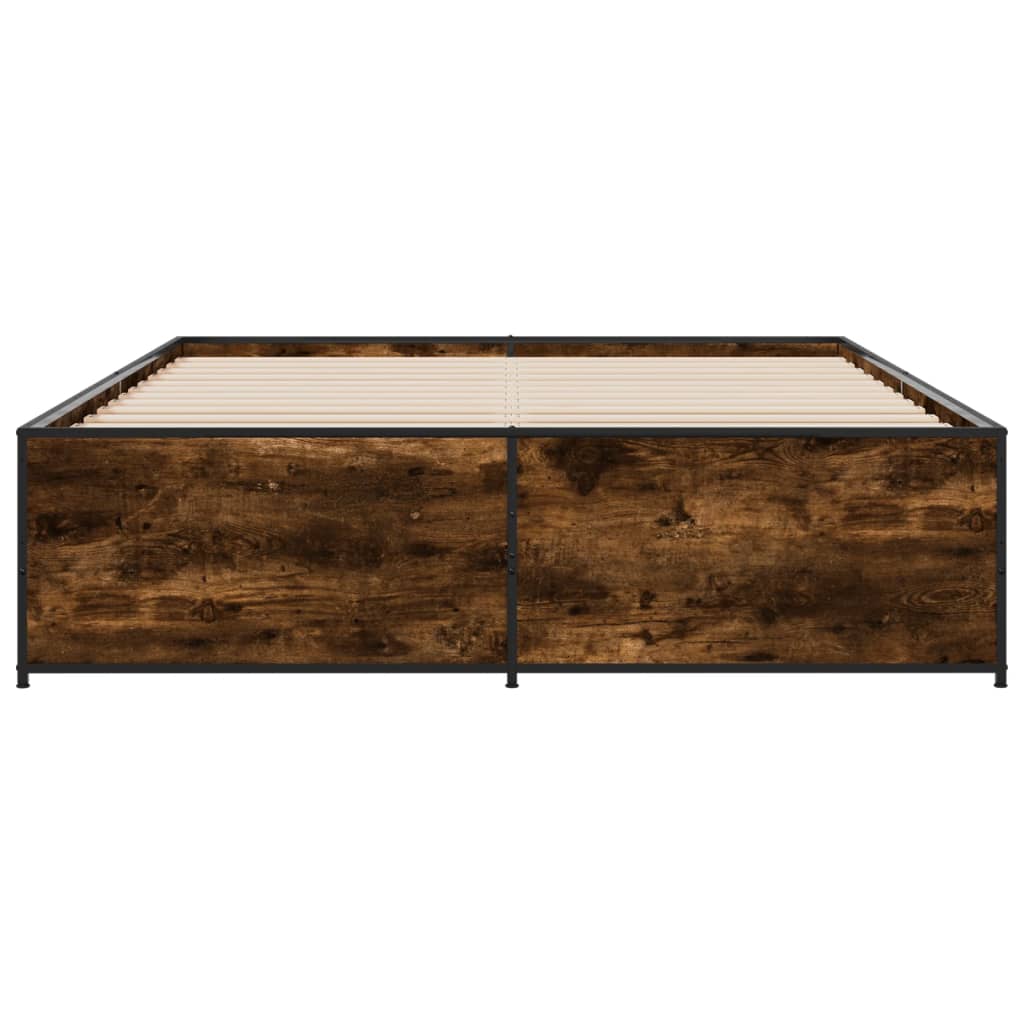 Bed Frame without Mattress Smoked Oak 150x200 cm King Size