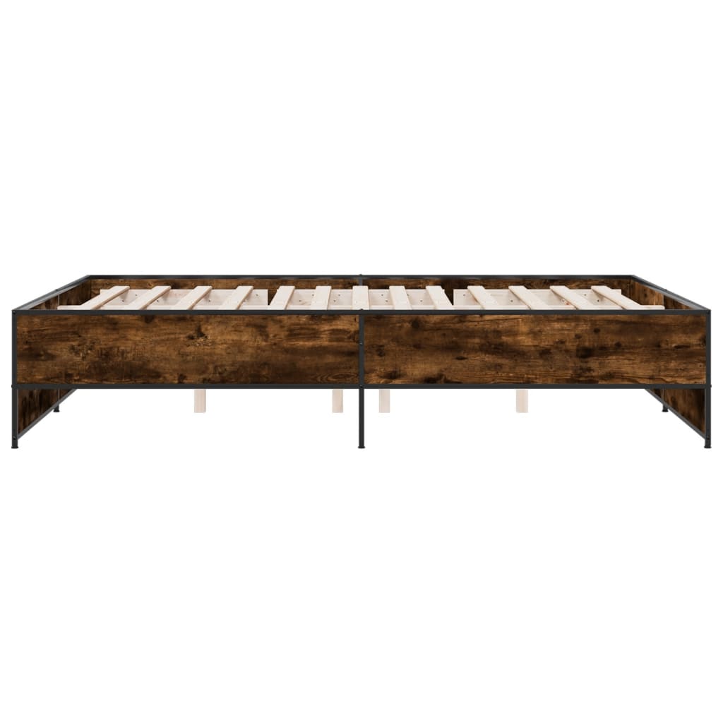 Bed Frame without Mattress Smoked Oak 150x200 cm King Size