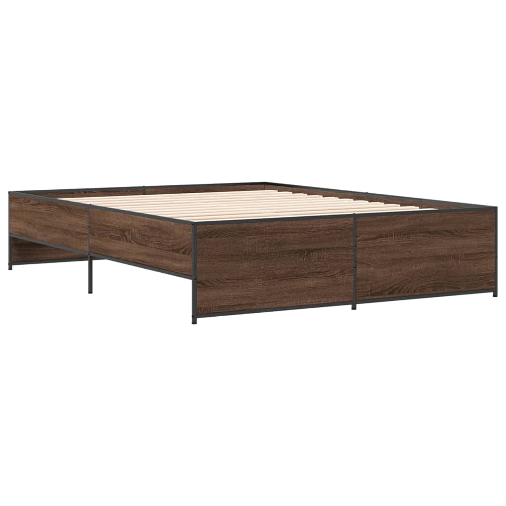 Bed Frame without Mattress Brown Oak 140x200 cm