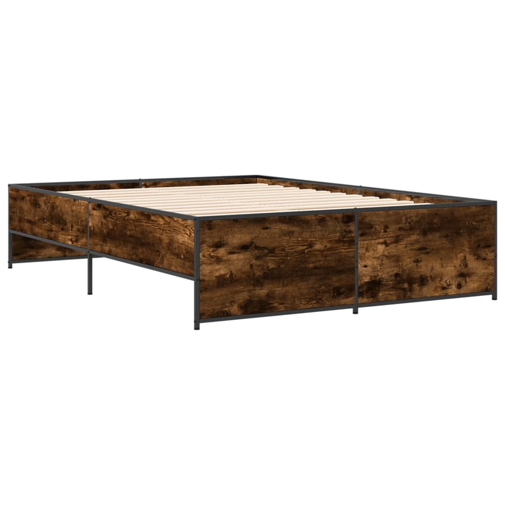 Bed Frame without Mattress Smoked Oak 120x200 cm