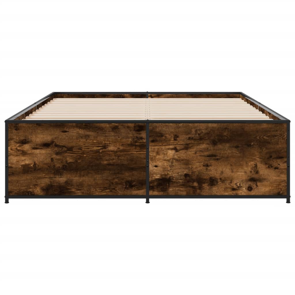 Bed Frame without Mattress Smoked Oak 120x200 cm