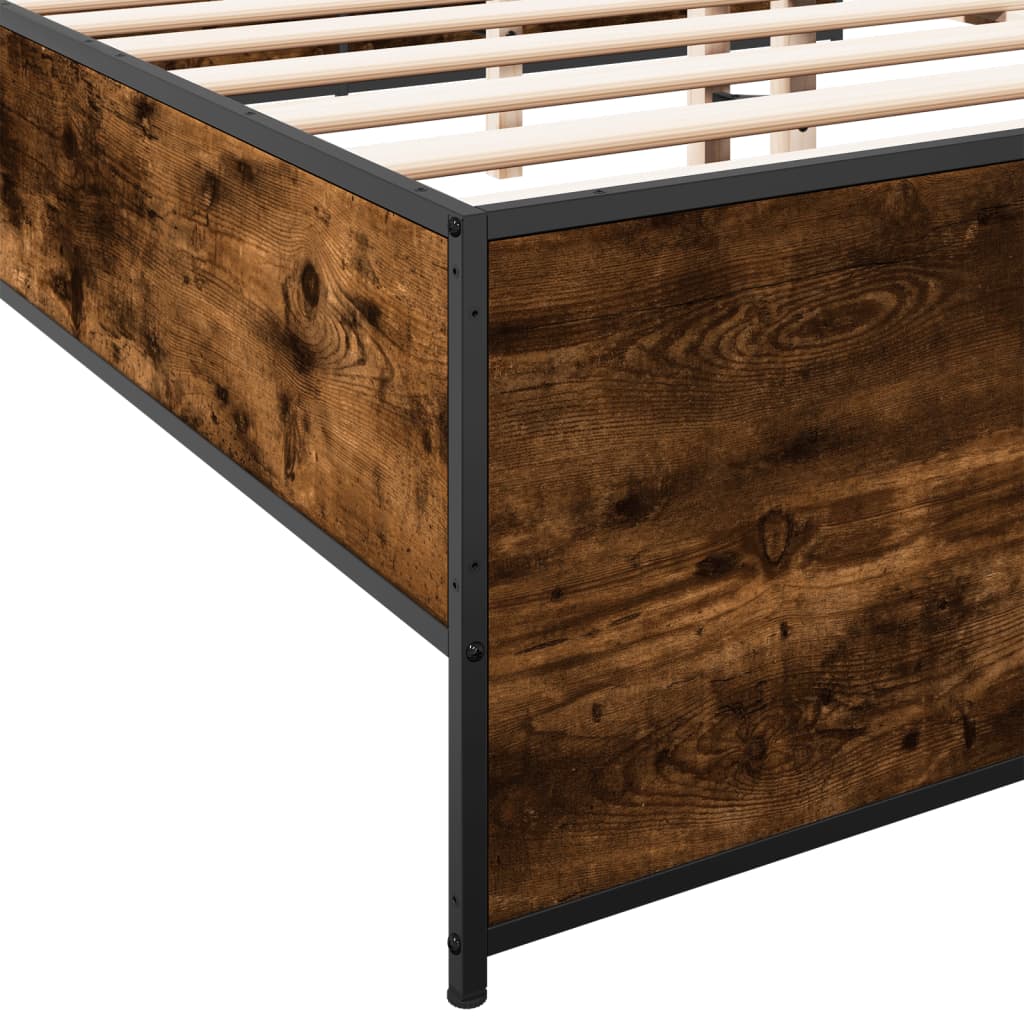 Bed Frame without Mattress Smoked Oak 120x200 cm