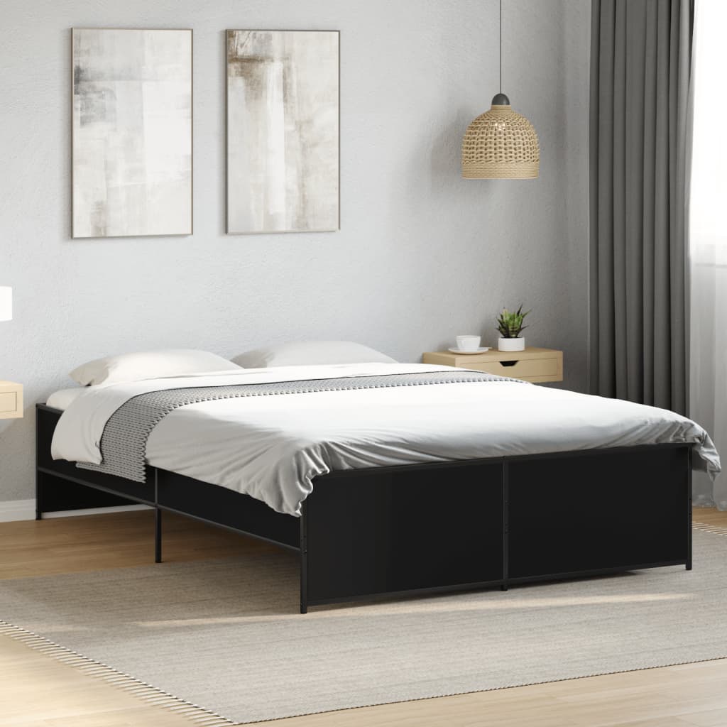 Bed Frame without Mattress Black 140x190 cm