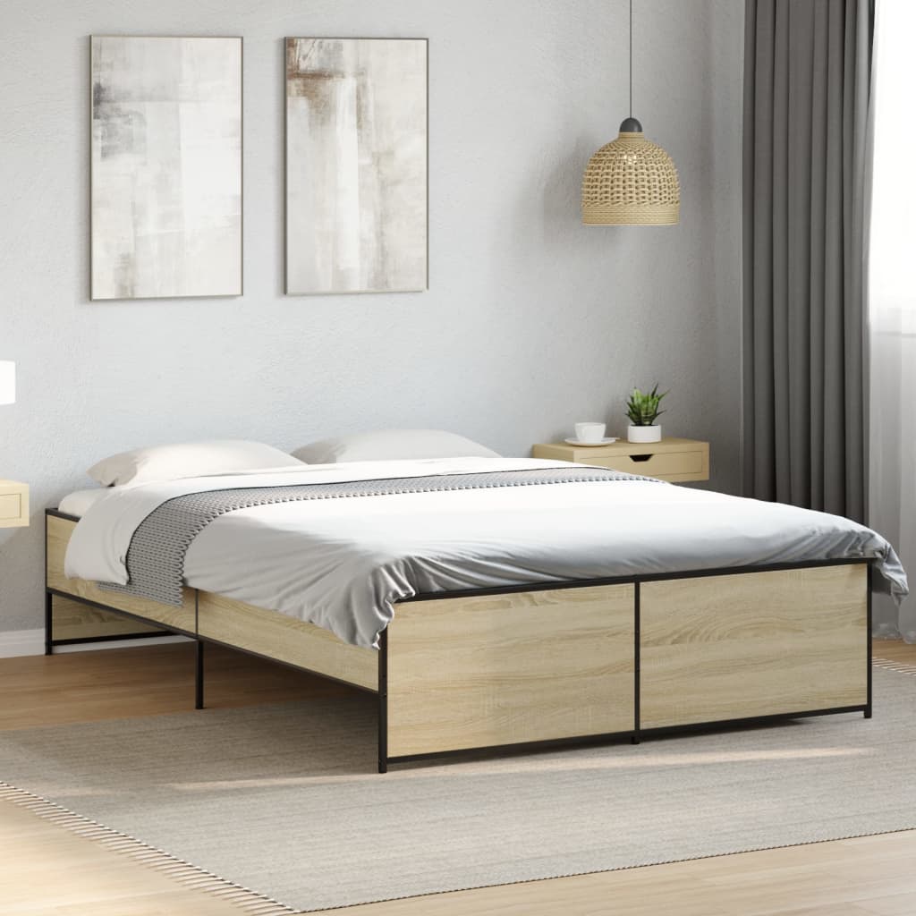 Bed Frame without Mattress Sonoma Oak 140x190 cm