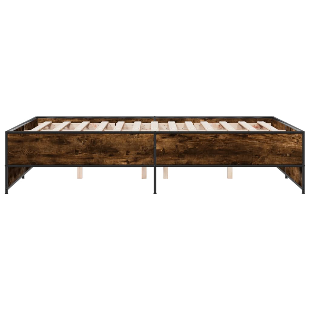 Bed Frame without Mattress Smoked Oak 140x190 cm