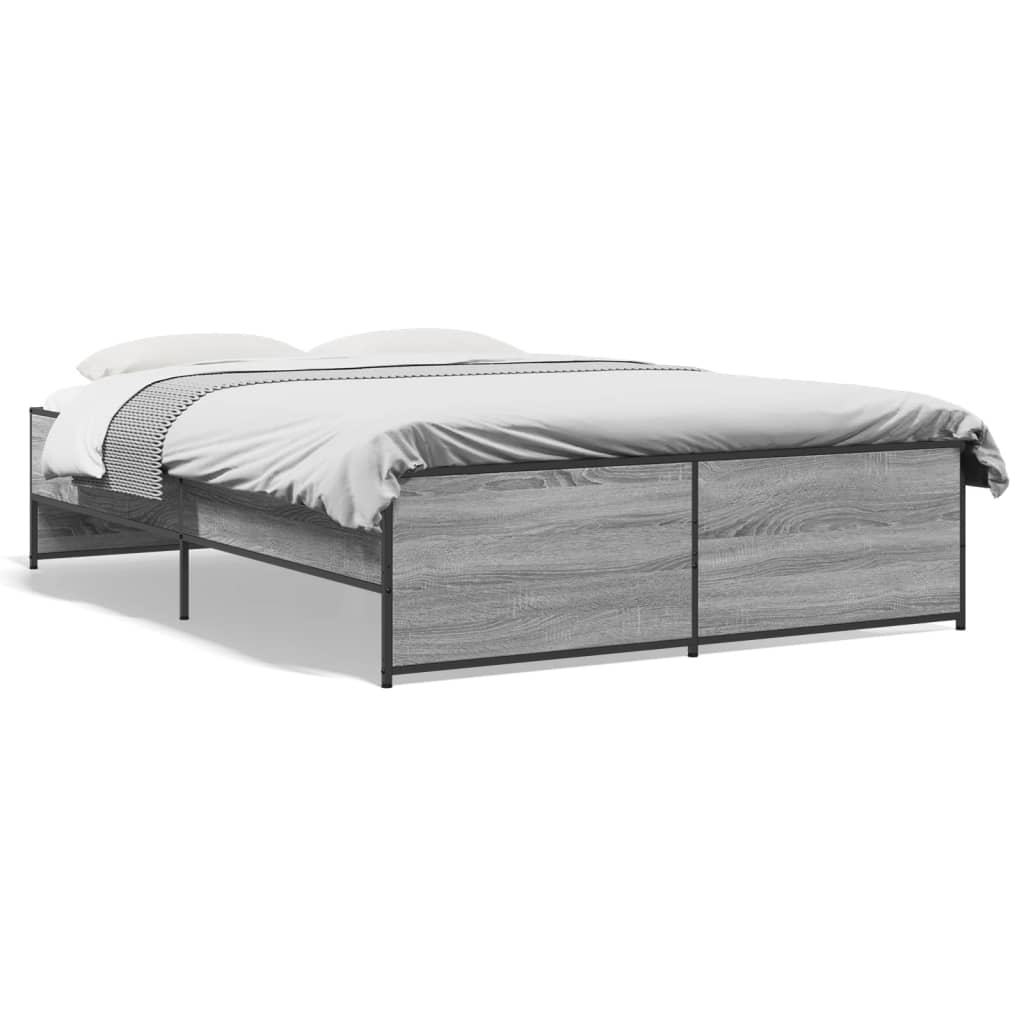 Bed Frame without Mattress Grey Sonoma 140x190 cm
