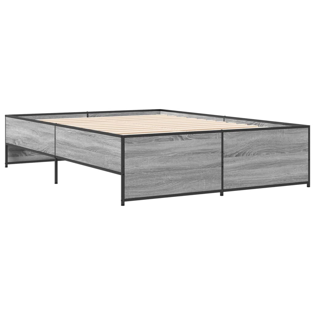 Bed Frame without Mattress Grey Sonoma 140x190 cm