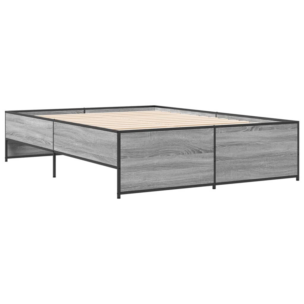 Bed Frame without Mattress Grey Sonoma 140x190 cm