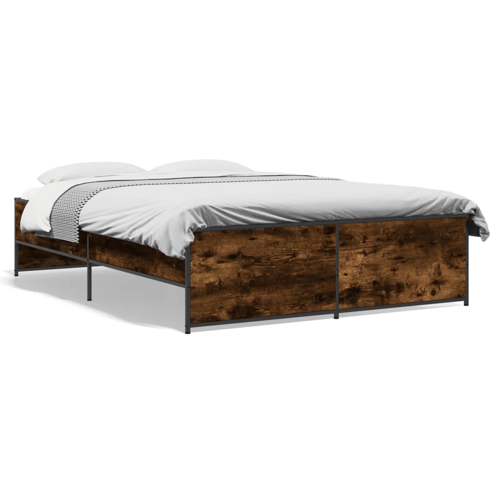 Bed Frame without Mattress Smoked Oak 135x190 cm Double