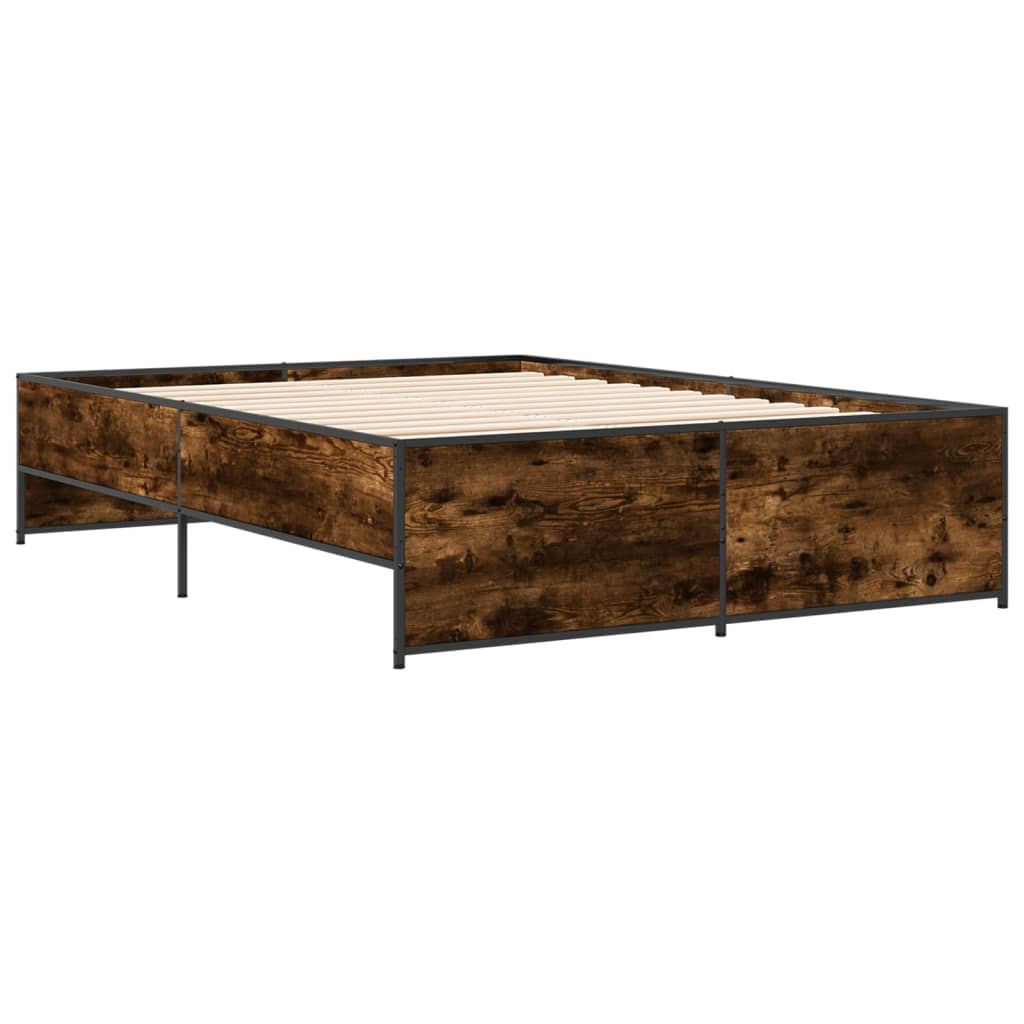Bed Frame without Mattress Smoked Oak 135x190 cm Double