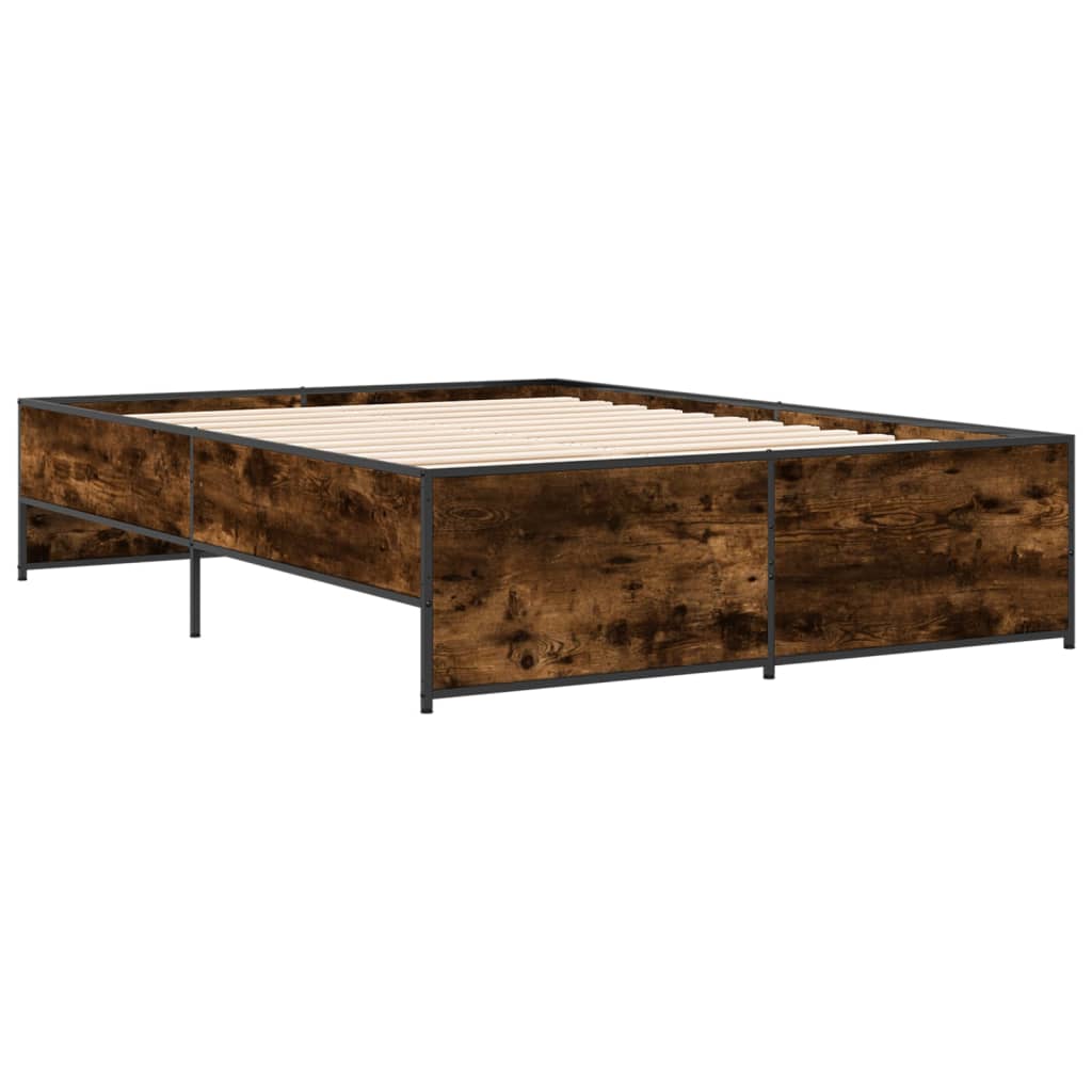 Bed Frame without Mattress Smoked Oak 135x190 cm Double