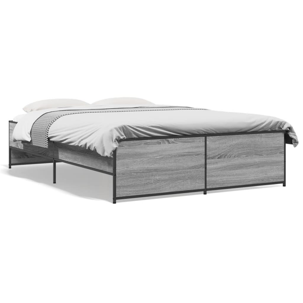 Bed Frame without Mattress Grey Sonoma 135x190 cm Double