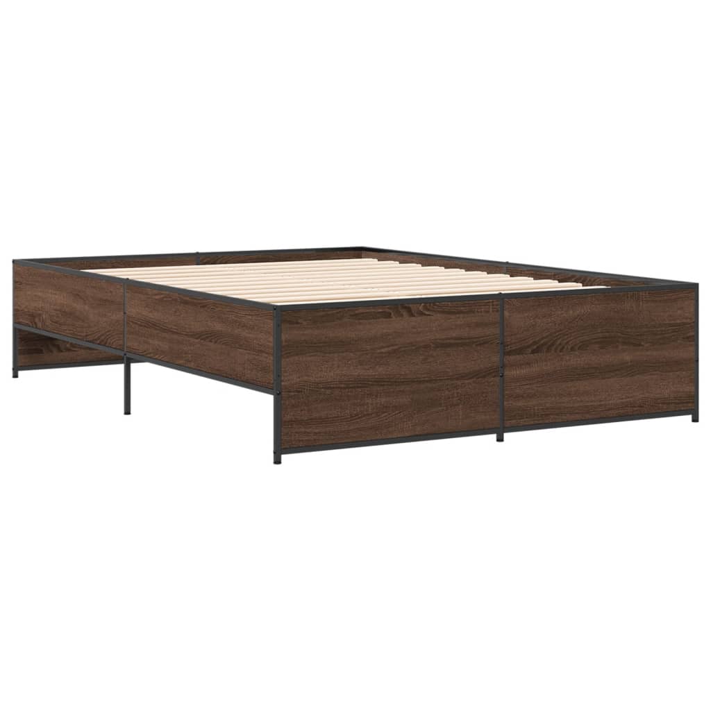 Bed Frame without Mattress Brown Oak 135x190 cm Double