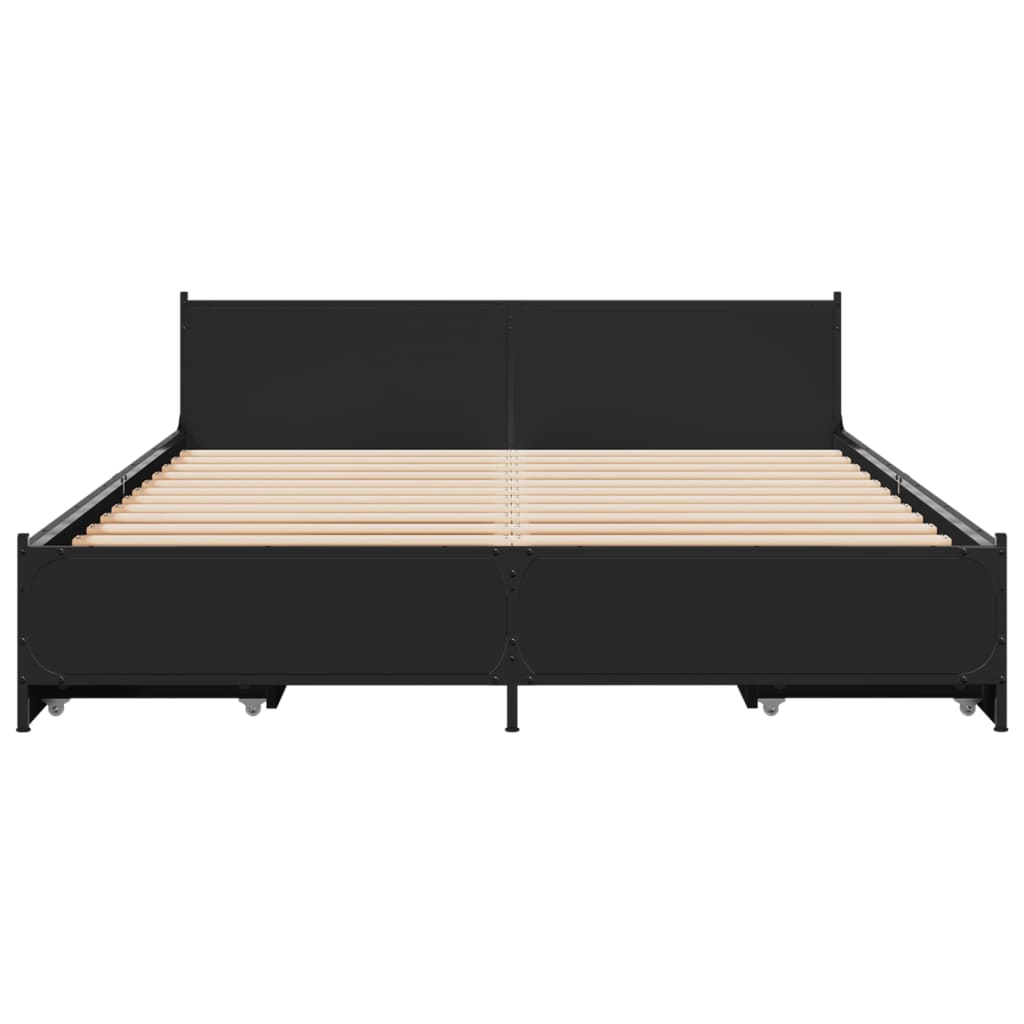 Bed Frame with Drawers without Mattress Black 150x200 cm King Size