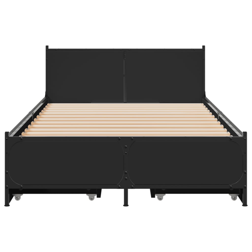 Bed Frame with Drawers without Mattress Black 90x200 cm