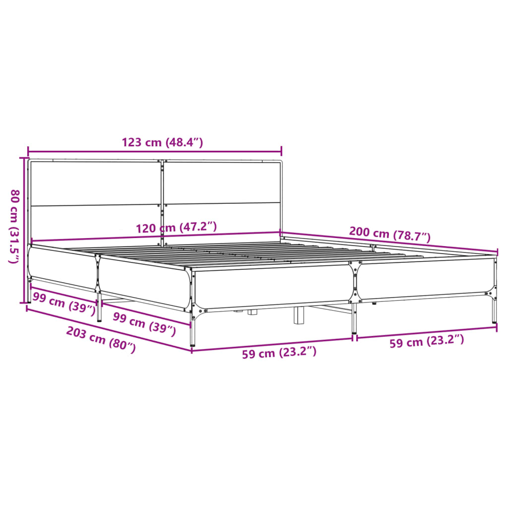 Bed Frame without Mattress Sonoma Oak 120x200 cm