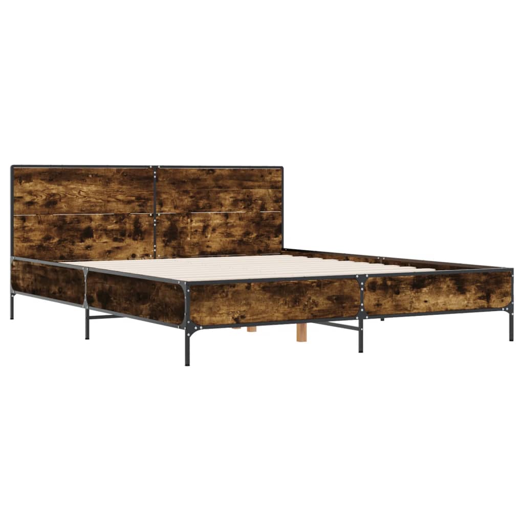 Bed Frame without Mattress Smoked Oak 120x200 cm