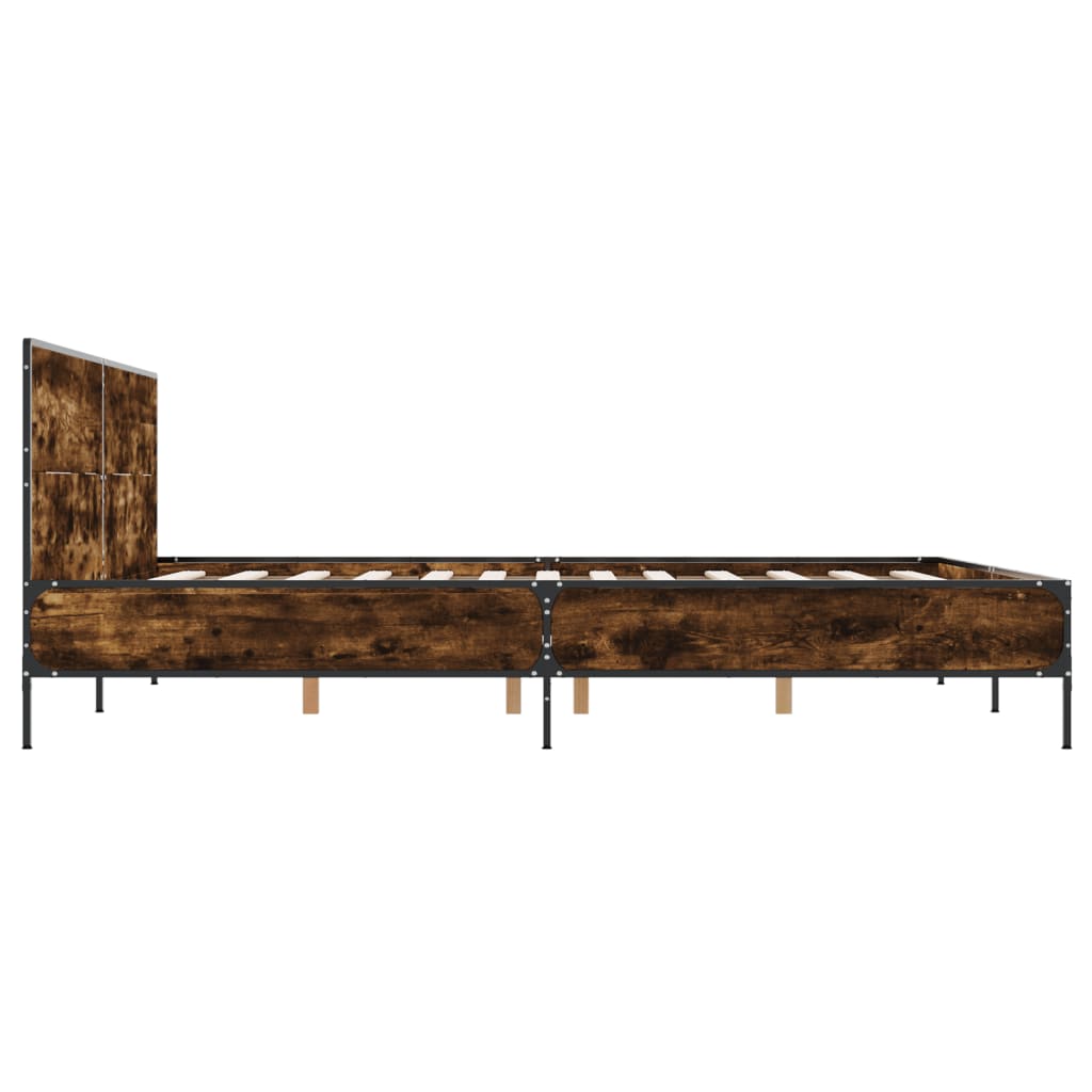 Bed Frame without Mattress Smoked Oak 120x200 cm
