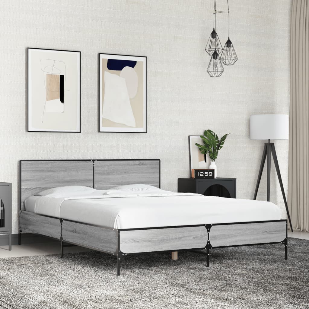 Bed Frame without Mattress Grey Sonoma 120x200 cm