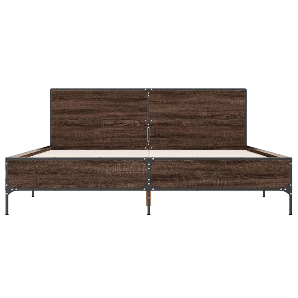 Bed Frame without Mattress Brown Oak 120x200 cm