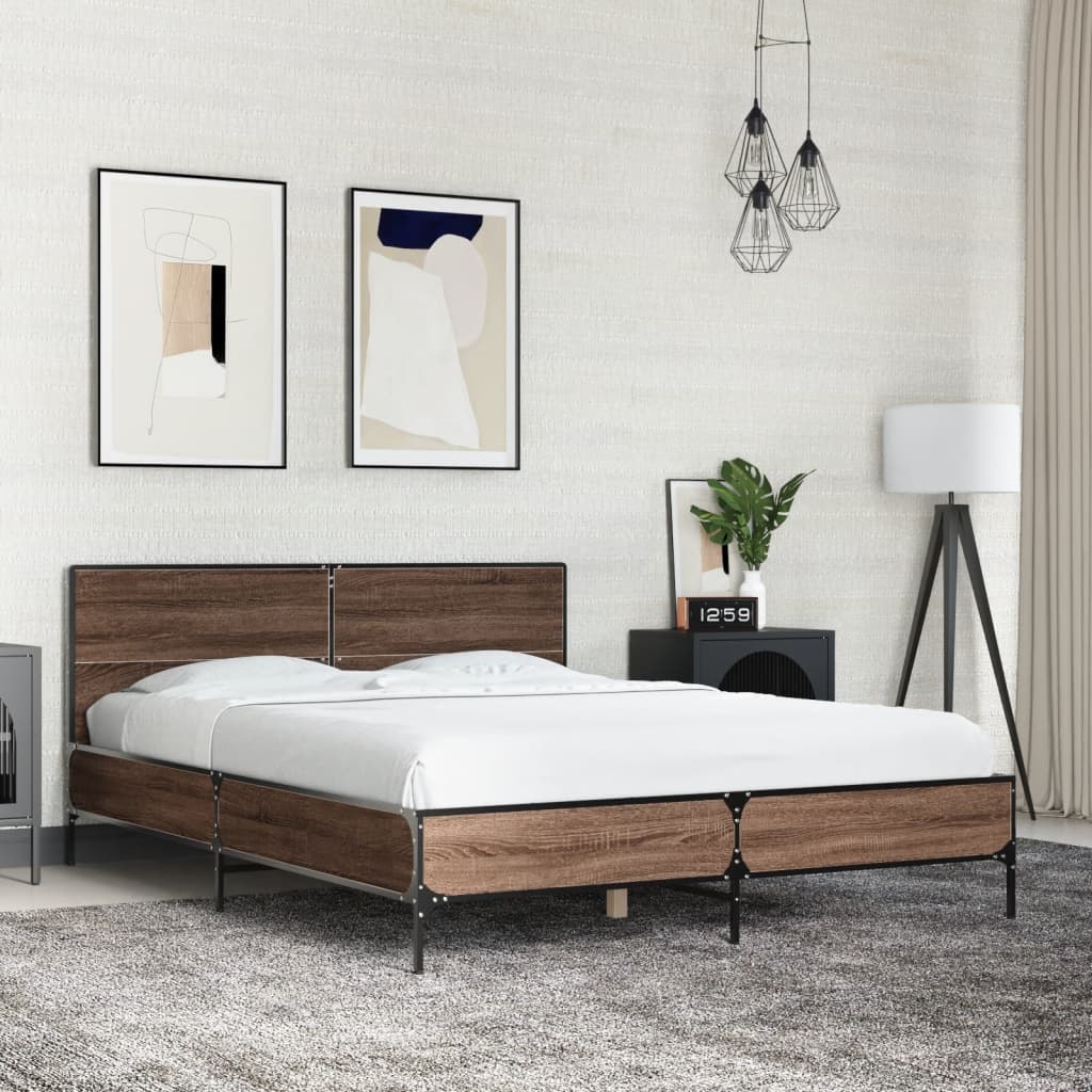Bed Frame without Mattress Brown Oak 120x200 cm