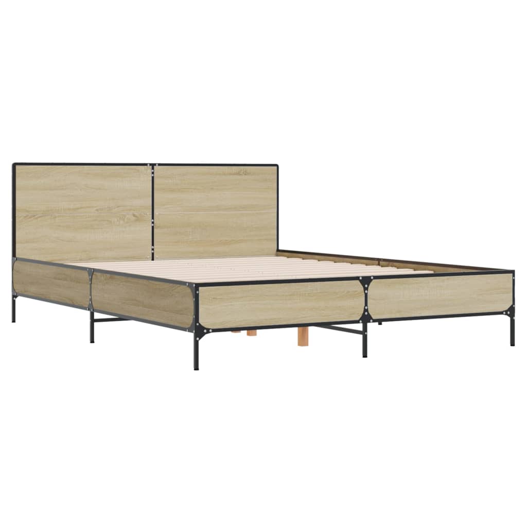 Bed Frame without Mattress Sonoma Oak 150x200 cm King Size