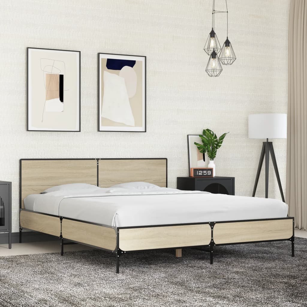 Bed Frame without Mattress Sonoma Oak 150x200 cm King Size