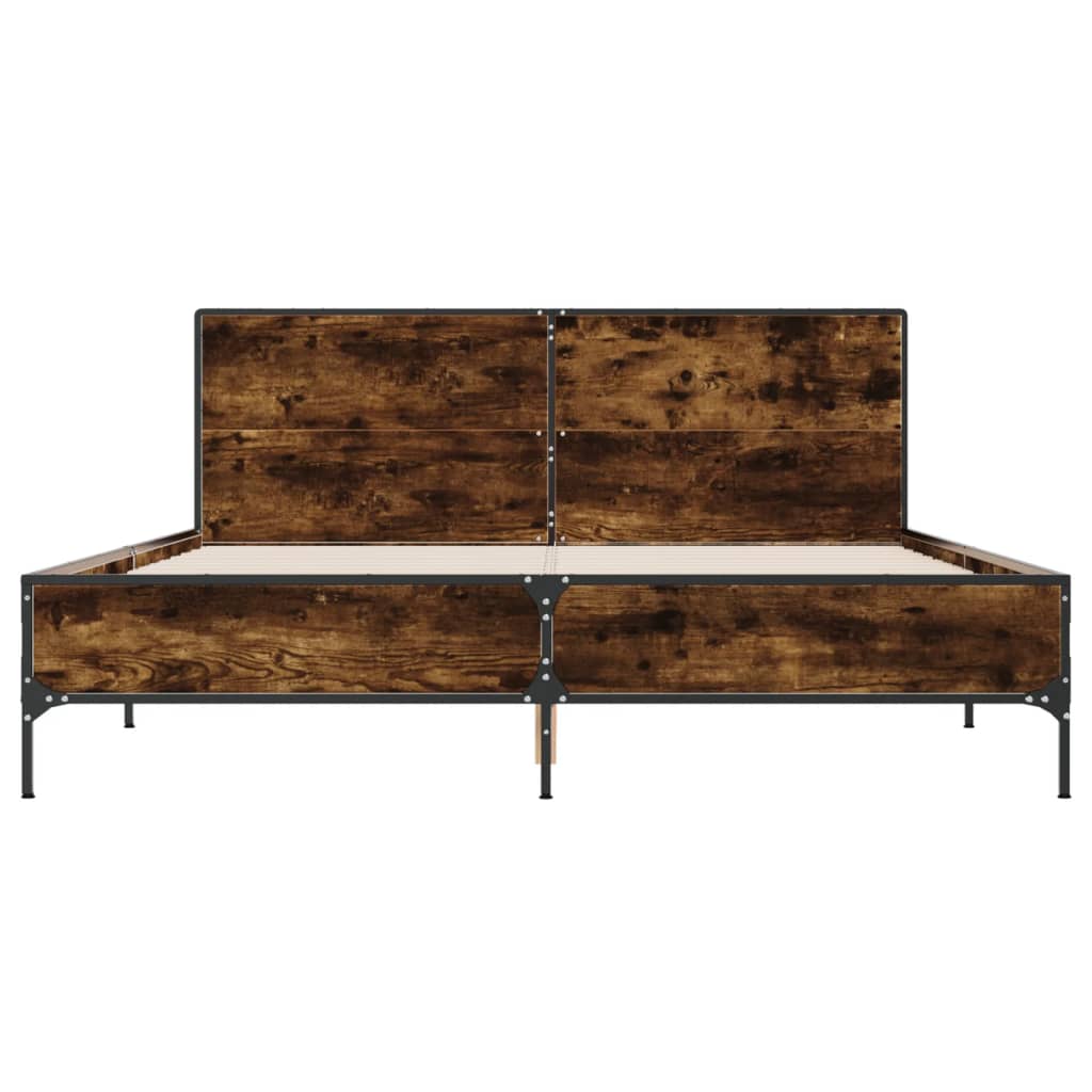 Bed Frame without Mattress Smoked Oak 150x200 cm King Size
