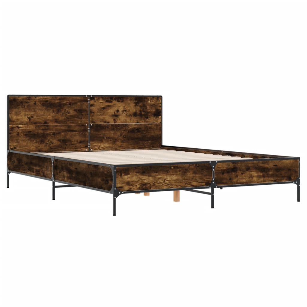 Bed Frame without Mattress Smoked Oak 160x200 cm