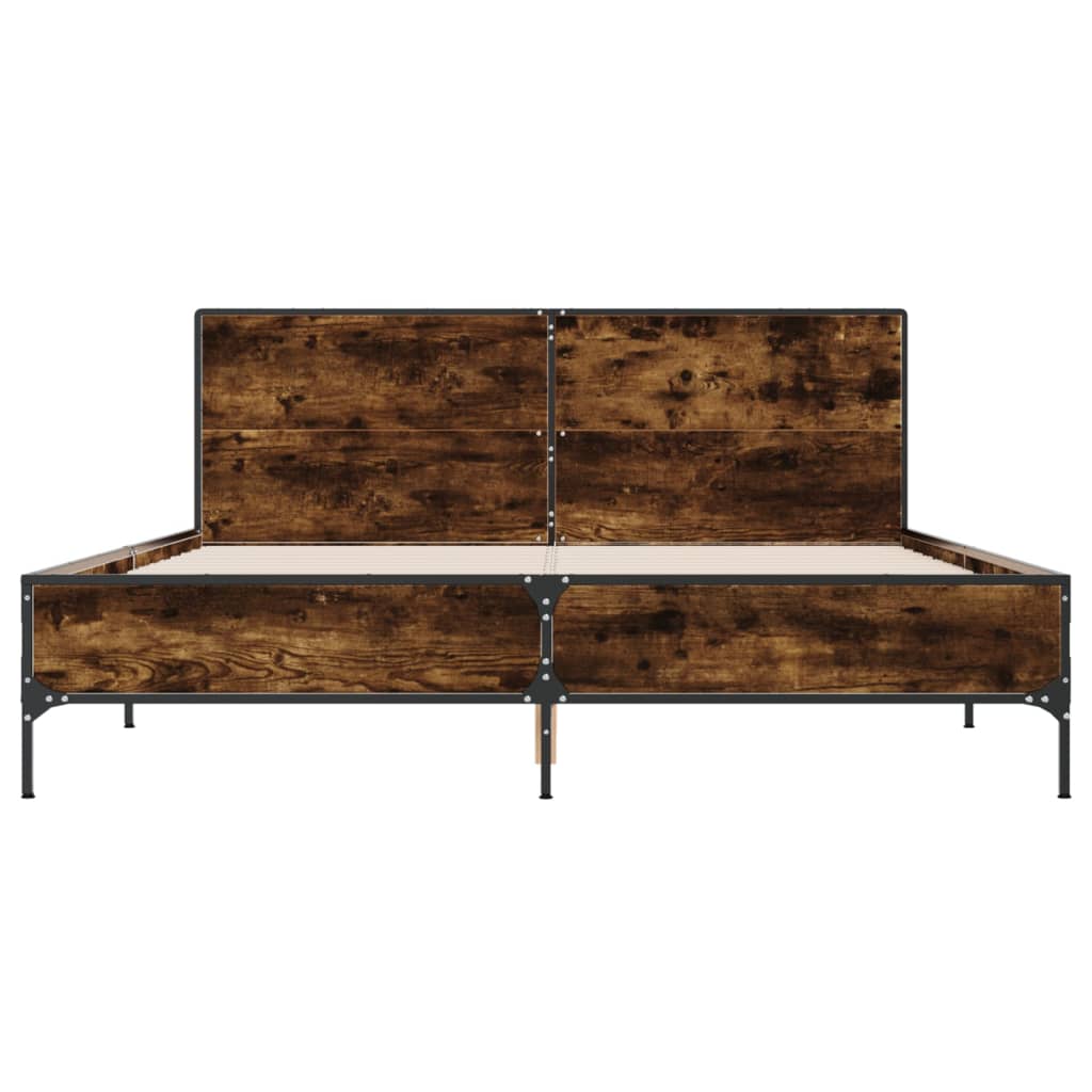 Bed Frame without Mattress Smoked Oak 160x200 cm