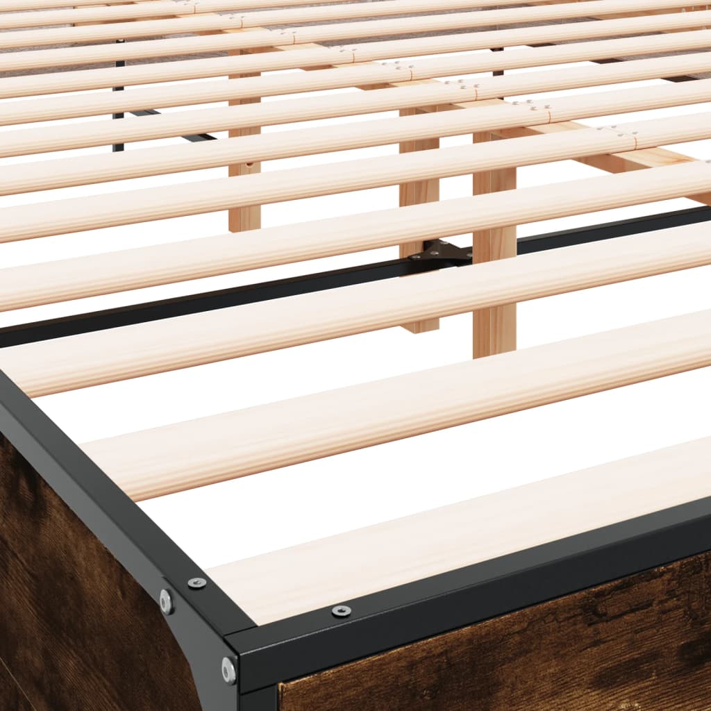 Bed Frame without Mattress Smoked Oak 160x200 cm