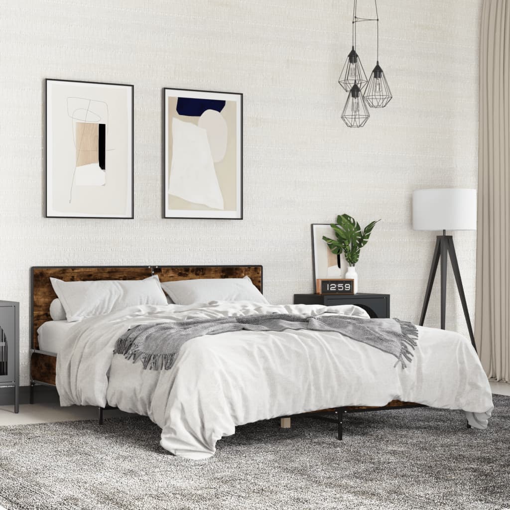 Bed Frame without Mattress Smoked Oak 160x200 cm