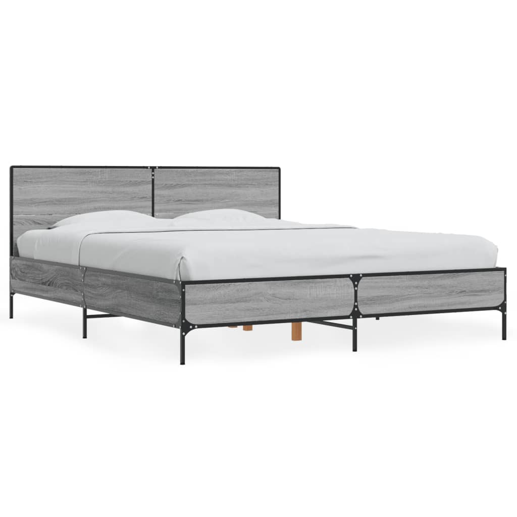 Bed Frame without Mattress Grey Sonoma 160x200 cm