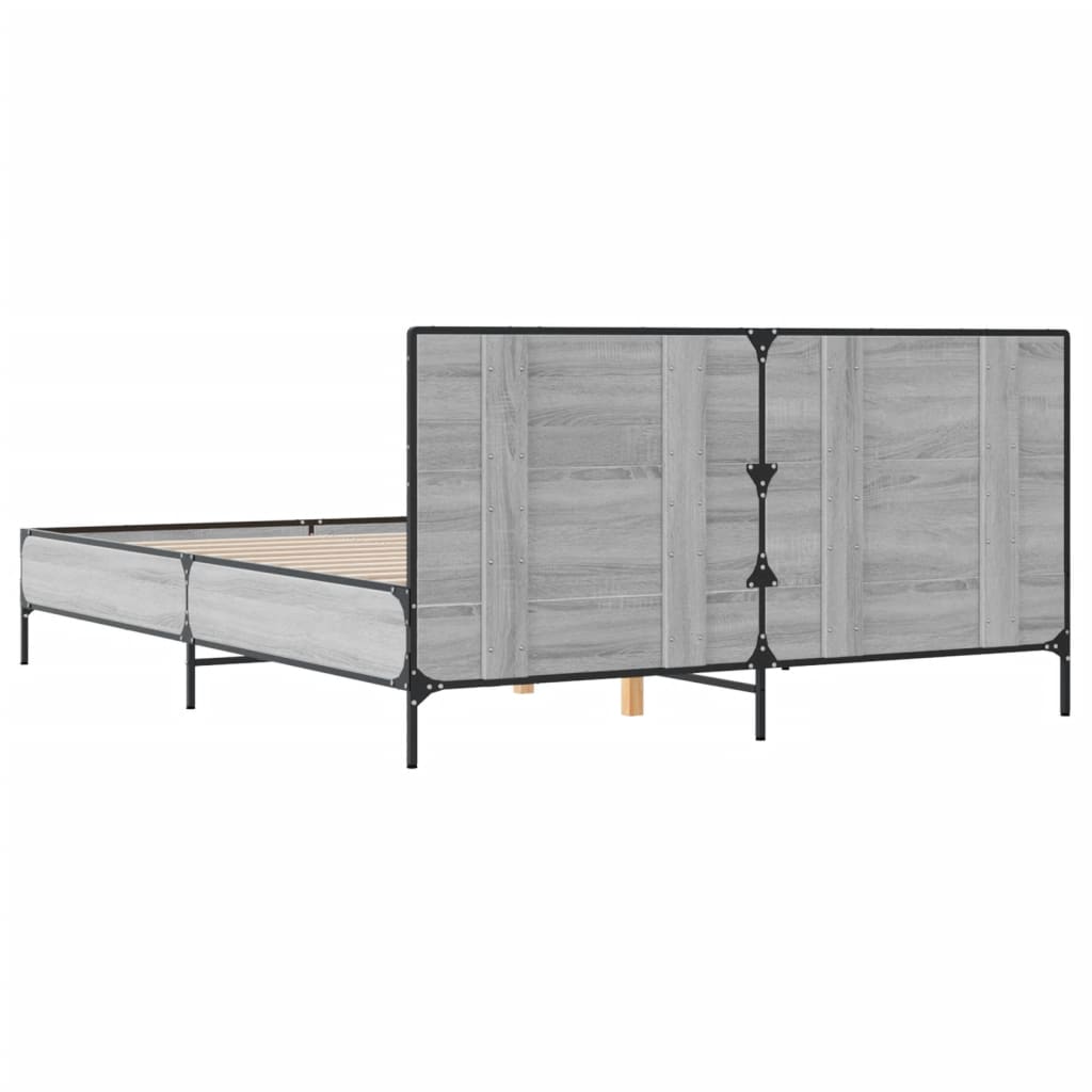 Bed Frame without Mattress Grey Sonoma 160x200 cm