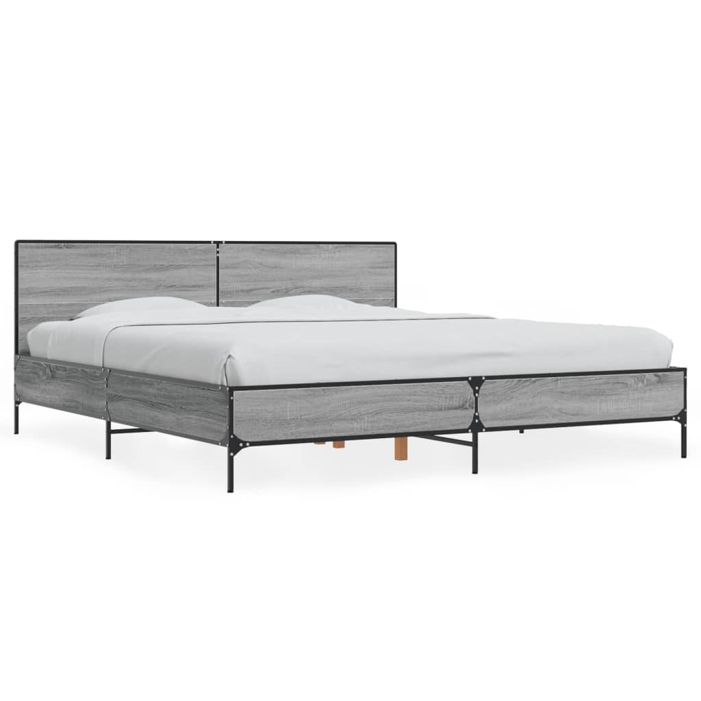 Bed Frame without Mattress Grey Sonoma 180x200 cm Super King