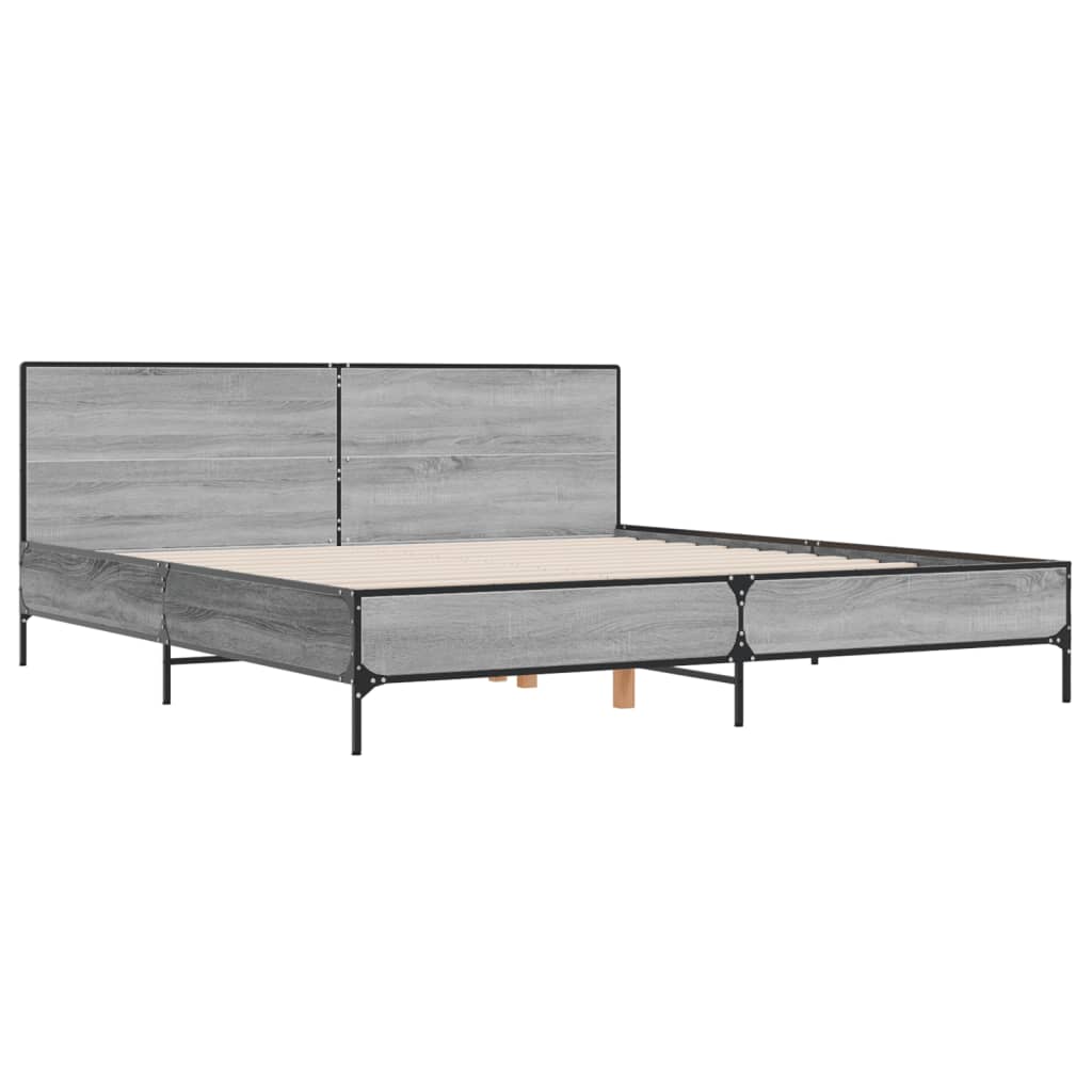 Bed Frame without Mattress Grey Sonoma 180x200 cm Super King