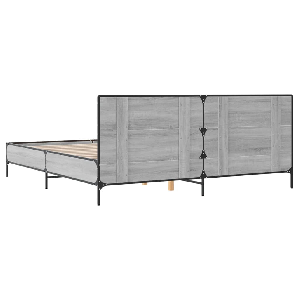 Bed Frame without Mattress Grey Sonoma 180x200 cm Super King