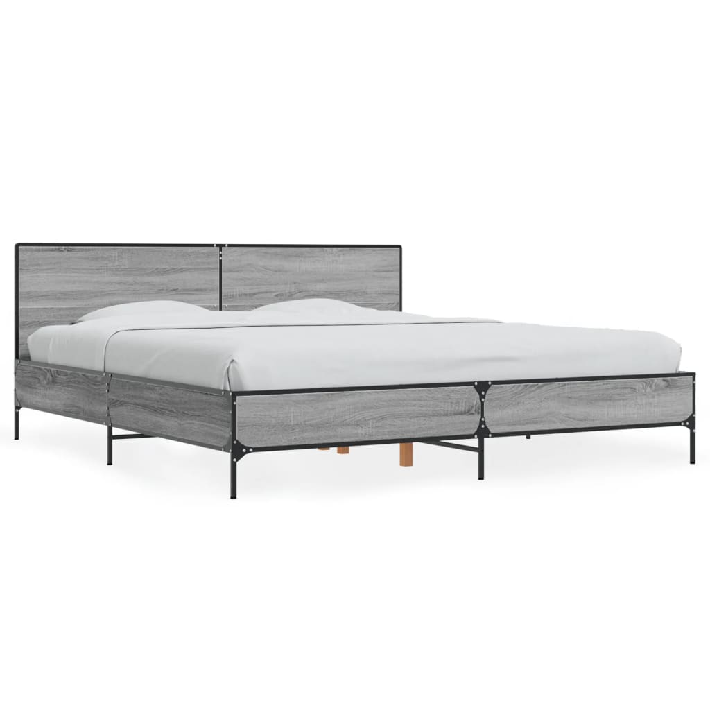 Bed Frame without Mattress Grey Sonoma 200x200 cm