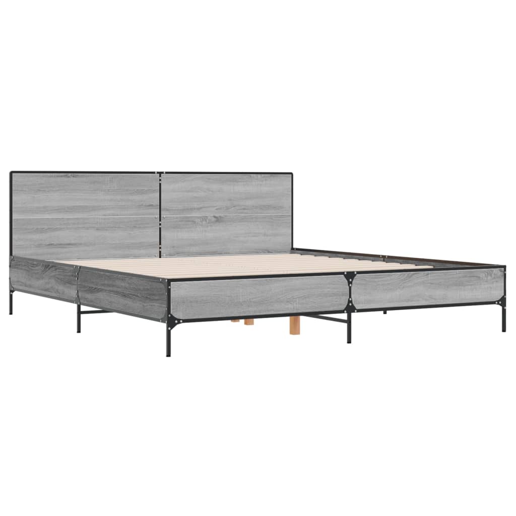 Bed Frame without Mattress Grey Sonoma 200x200 cm