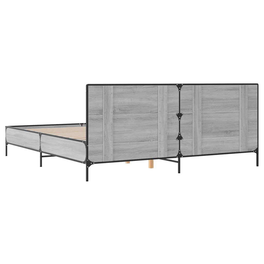 Bed Frame without Mattress Grey Sonoma 200x200 cm
