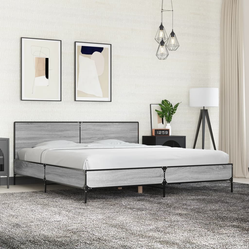 Bed Frame without Mattress Grey Sonoma 200x200 cm