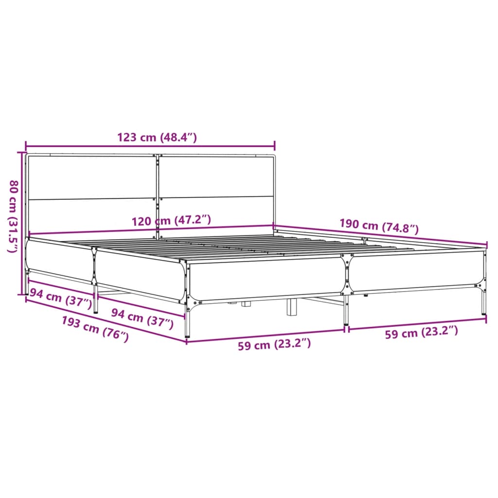 Bed Frame without Mattress Black 120x190 cm Small Double